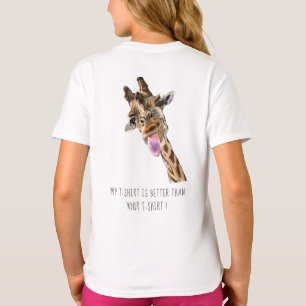 T-Shirt with Catchy Text and Giraffe