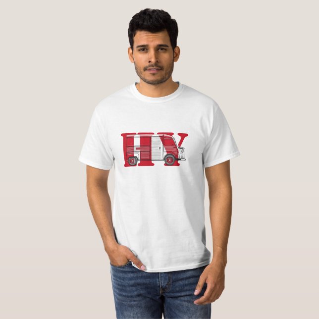 T-shirt with Citroën HY bus red text (Front Full)