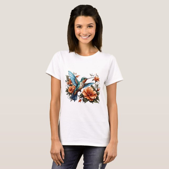 T-shirt with cute humming bird design  (Front Full)