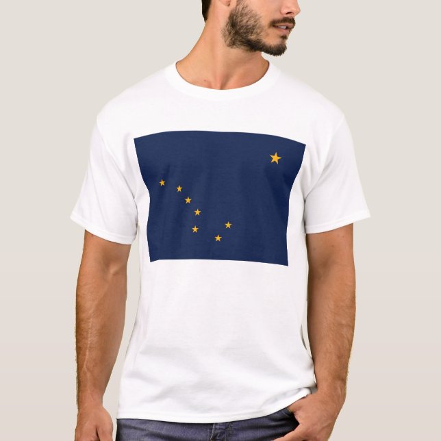 T Shirt with Flag of Alaska State USA (Front)
