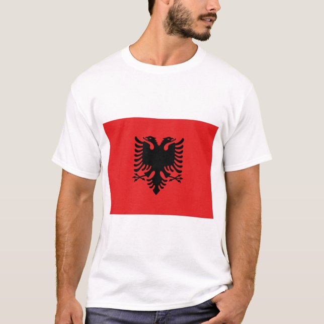 T Shirt with Flag of Albania (Front)