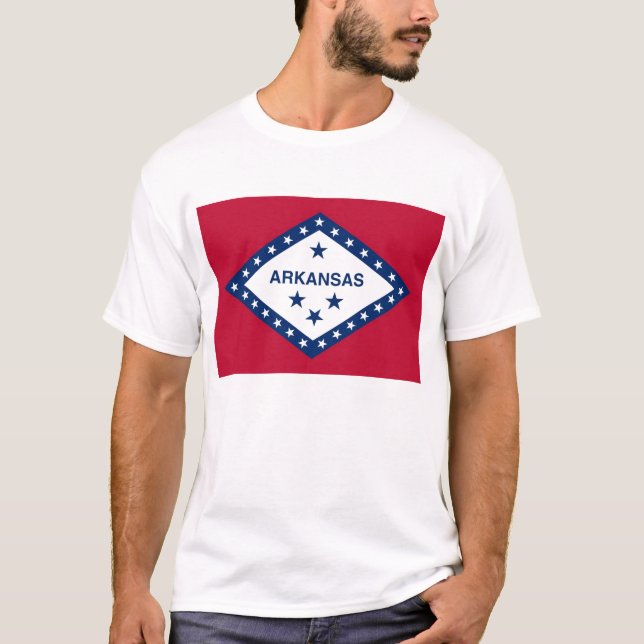 T Shirt with Flag of Arkansas State USA (Front)