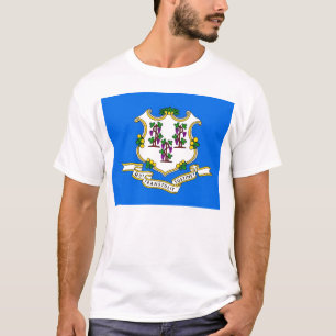 T Shirt with Flag of Connecticut State USA