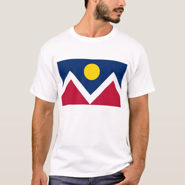 T Shirt with Flag of Denver, Colorado State, USA (Front)