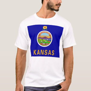 T Shirt with Flag of Kansas State USA