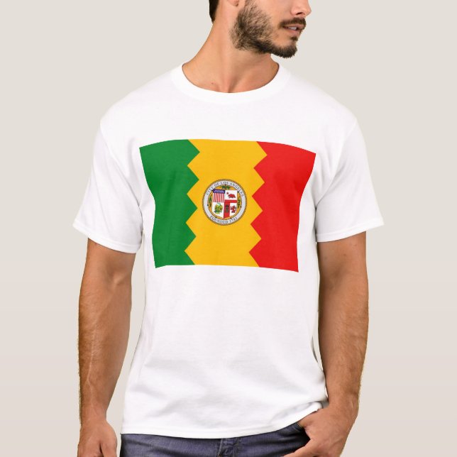 T Shirt with Flag of Los Angeles, California, USA (Front)