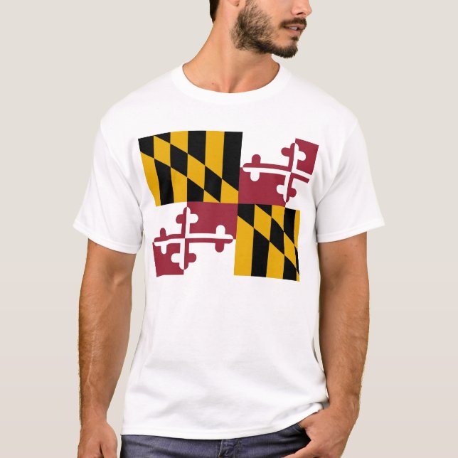 T Shirt with Flag of Maryland State USA (Front)