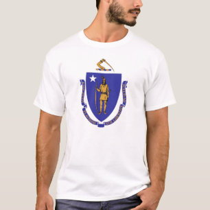 T Shirt with Flag of Massachusetts State USA