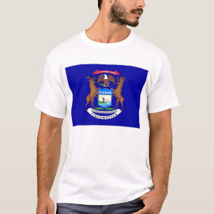 T Shirt with Flag of Michigan State USA
