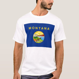 T Shirt with Flag of Montana State USA