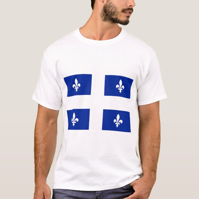 T Shirt with Flag of Quebec, Canada (Front)