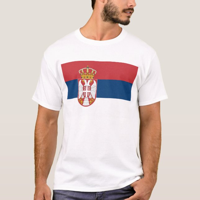 T Shirt with Flag of Serbia (Front)