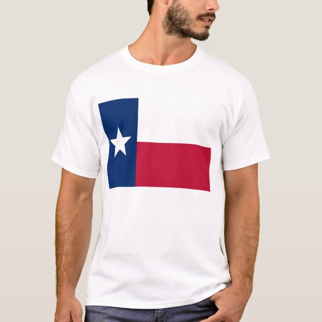 T Shirt with Flag of Texas State USA (Front)