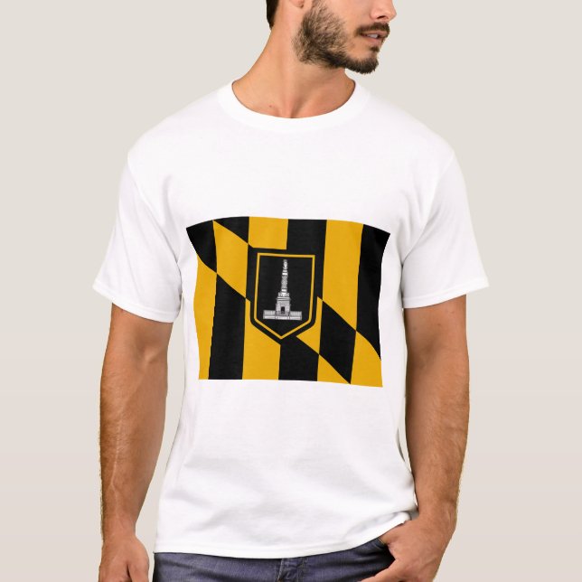 T Shirt with Flag of the Baltimore, Maryland, USA (Front)