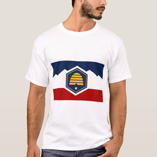 T Shirt with Flag of Utah, USA (Front)
