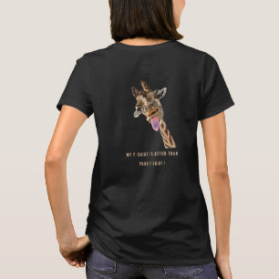 T-Shirt with Funny Playful Giraffe - Custom Text