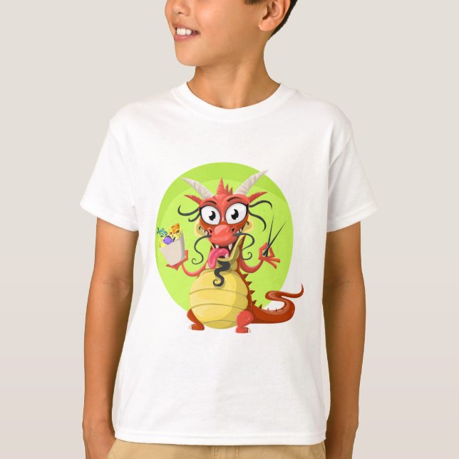 T-Shirt with gluttonous dragon. Maglietta bambino (Front)
