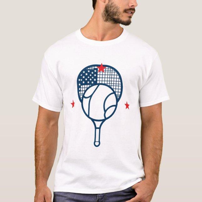 T-shirt with logo tennis and the flag america (Front)