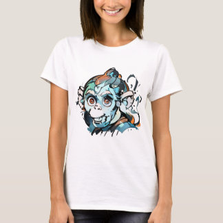 T-Shirt with Monkey Painting Print – Unique Art