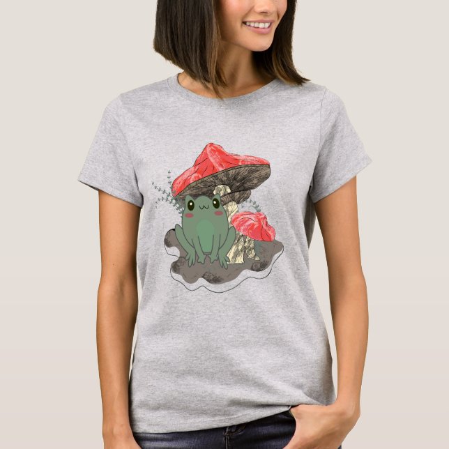 t-shirt with mushroom frog print design (Front)
