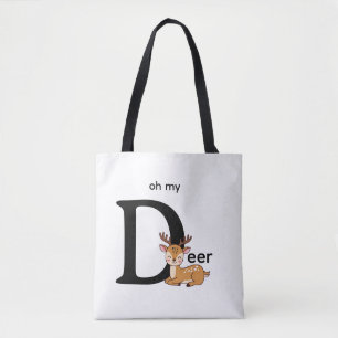 t-shirt with, oh my deer, words and image tote bag