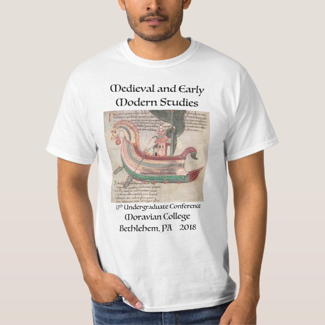 t-shirt with ship from mediaeval manuscript lg (Front)