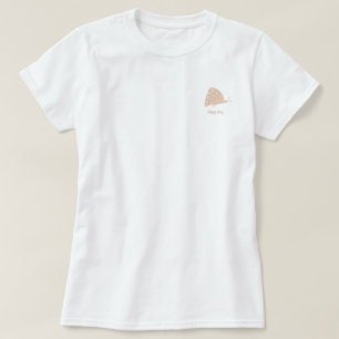 T-Shirt with Small Minimal Orange Butterfly