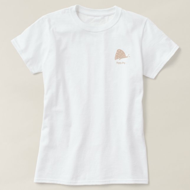 T-Shirt with Small Minimal Orange Butterfly (Design Front)