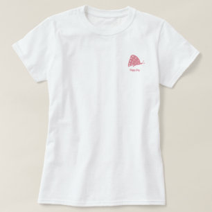 T-Shirt with Small Minimal Red Butterfly