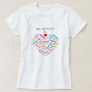 T-Shirt with Text Multi Language Love Word