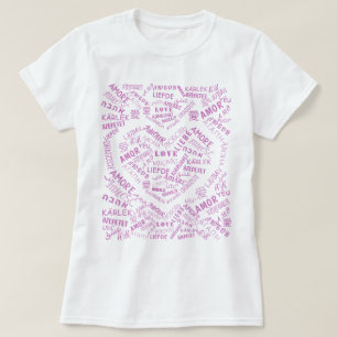 T-Shirt with Text Multilingual Love Word Heart