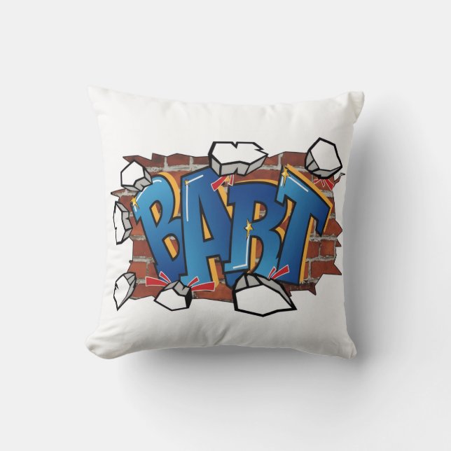 T-ShirtBART" Urban Graffiti Art - Breaking Through Cushion (Front)
