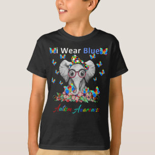 T-Shirtelephent I Wear Blue Autism Awareness T-Shirt