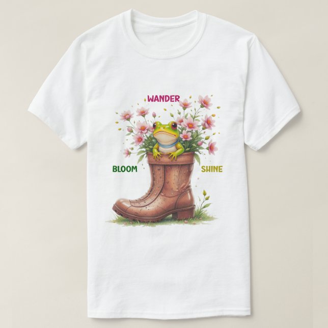 T-Shirts  Whimsical Frog Bloom Tee (Design Front)