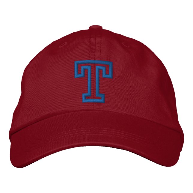 "T" Small Athletic Letter Embroidered Hat (Front)