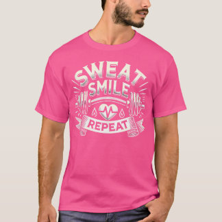 t Smile Repeat Barbell Bodybuilding T-Shirt