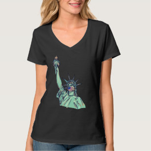 T Statue Of Liberty With Face Mask T-Shirt