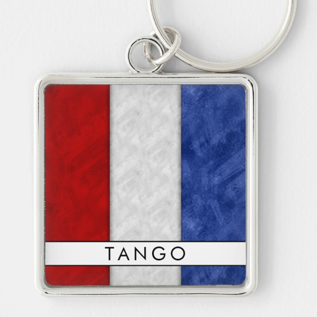 T Tango Nautical Signal Flag + Your Name Key Ring (Front)