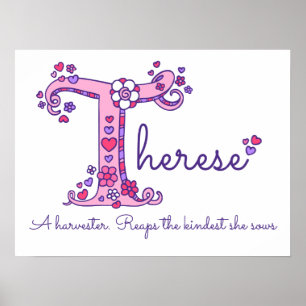 T Therese initial doodle art name meaning Poster