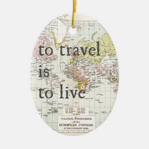 T Travel is To Live Ceramic Tree Decoration