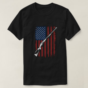 TA104-American Flag Women Men Shotgun Hunting T-Sh T-Shirt