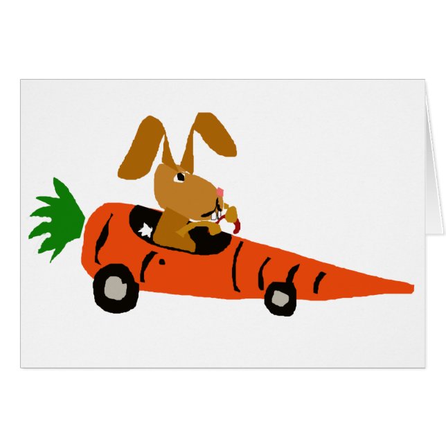 TA- Funny Bunny Rabbit Driving Carrot Car Cartoon (Front Horizontal)