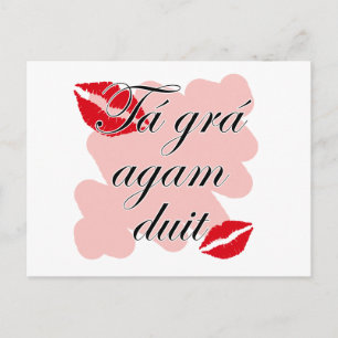 Tá grá agam duit - Irish Gaelic I love you Postcard