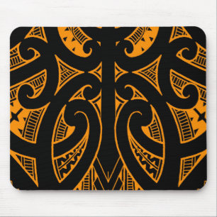 Ta Moko traditional Maori tattoo design koru shape Mouse Mat