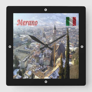 TAA033 MERAN MERANO, Aerial View, Square Wall Clock