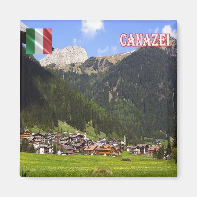 TAA058 CANAZEI Panorama, Italy, Fridge Magnet (Front)