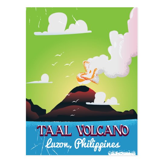 Taal Volcano Volcano Philipp vintage travel poster Postcard