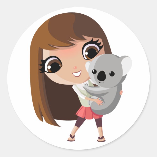 Taara and Pudding the Koala Classic Round Sticker (Front)