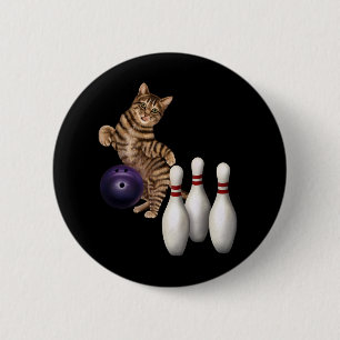 Tab Funny Cat Bowling 6 Cm Round Badge