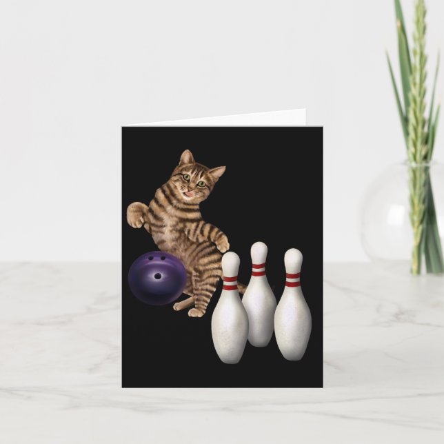 Tab Funny Cat Bowling  Card (Front)
